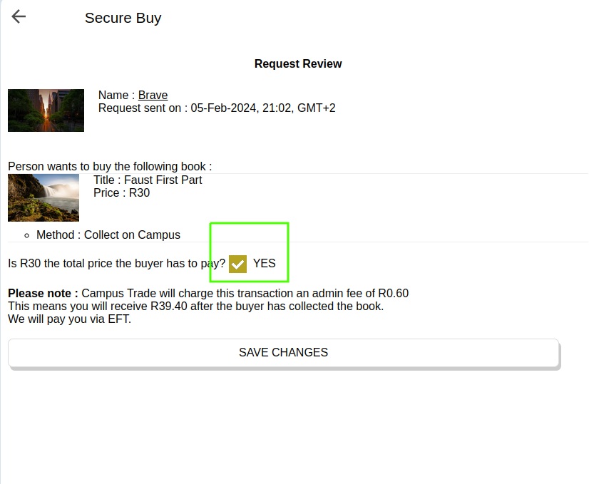 Buy request view code