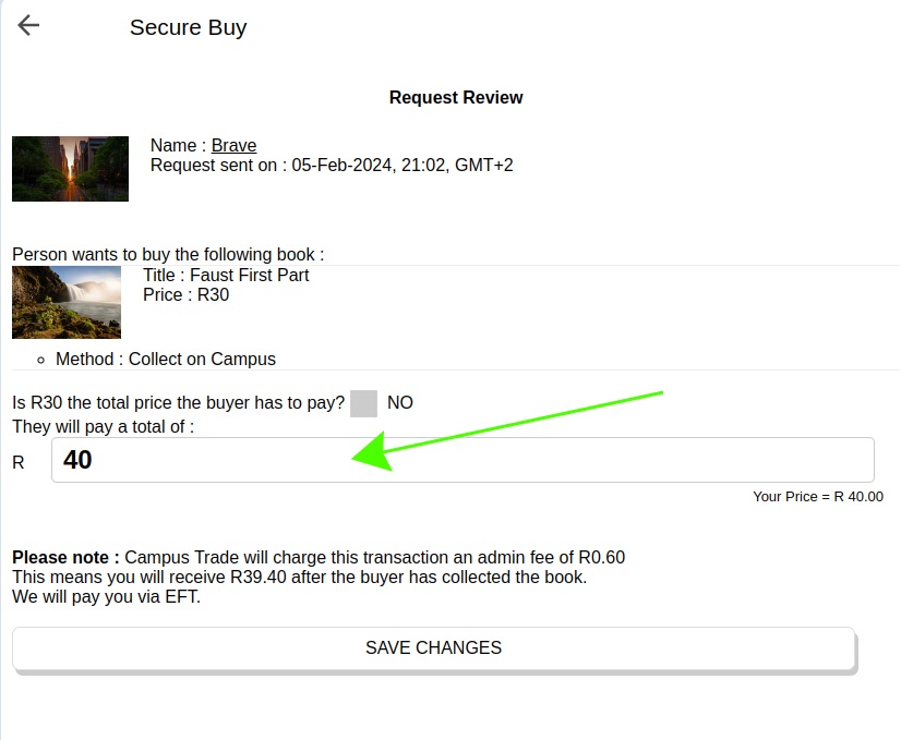 Buy request view code