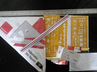 Scale ruler , adjustable set squre , metal ruler, 3 isomers  Architect combination template  - cover image